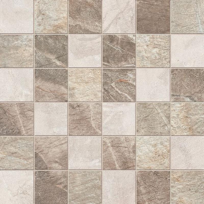 ABK FOSSIL Mosaico Quadretti Mix Cream Beige Brown 30x30 cm 8.5 mm Matte