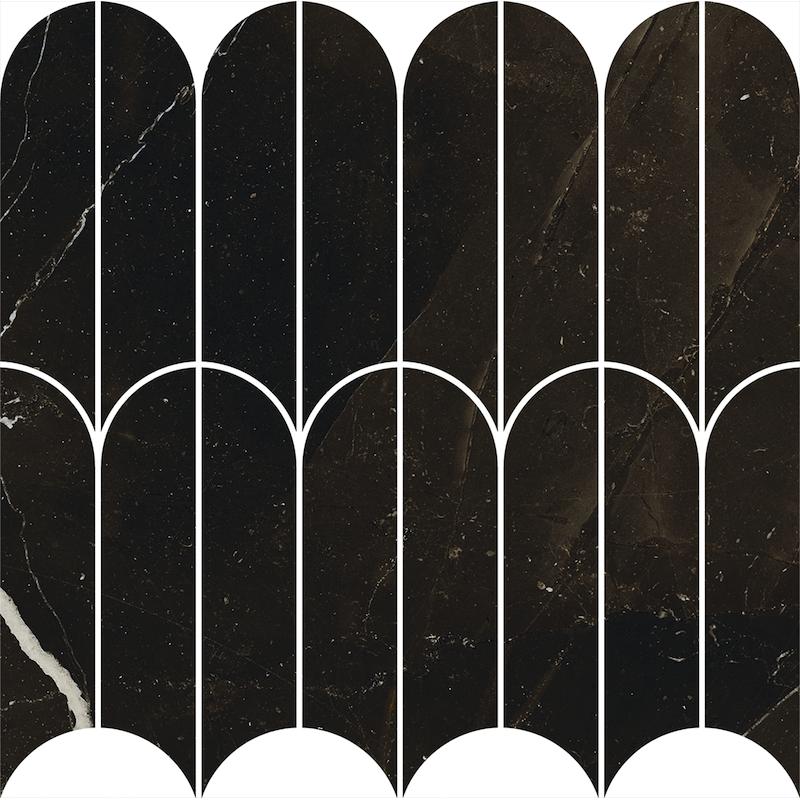 Marazzi ALLMARBLE Mosaico a Ventaglio Calacatta Black 29,8x29,8 cm 10 mm Lux