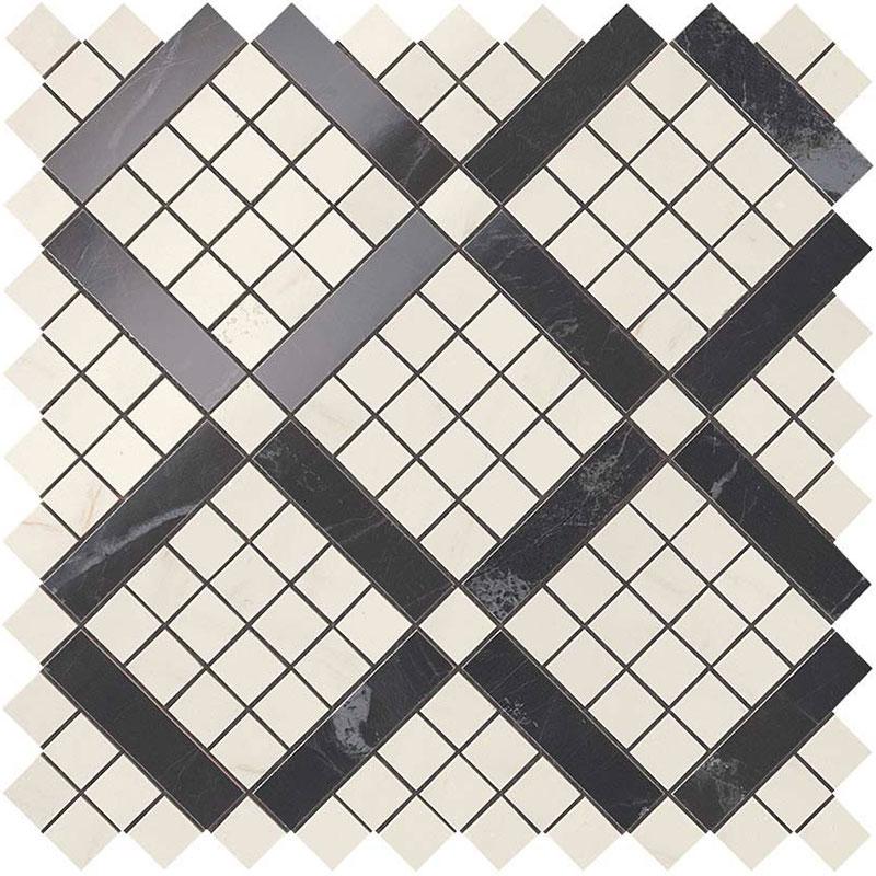 Atlas Concorde MARVEL PRO Cremo Delicato - Noir Saint Laurent Diagonal Mosaic 30,5x30,5 cm 8.5 mm Lux