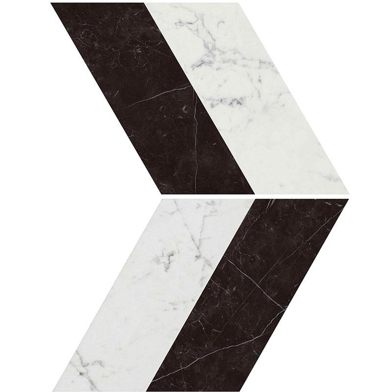 Atlas Concorde MARVEL STONE Carrara Pure - Nero Marquina Chevron 22,5x22,9 cm 10 mm Geläppt