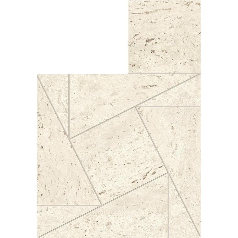 Atlas Concorde MARVEL TRAVERTINE Mosaico Tessellation White 22x26 cm 9 mm Matte