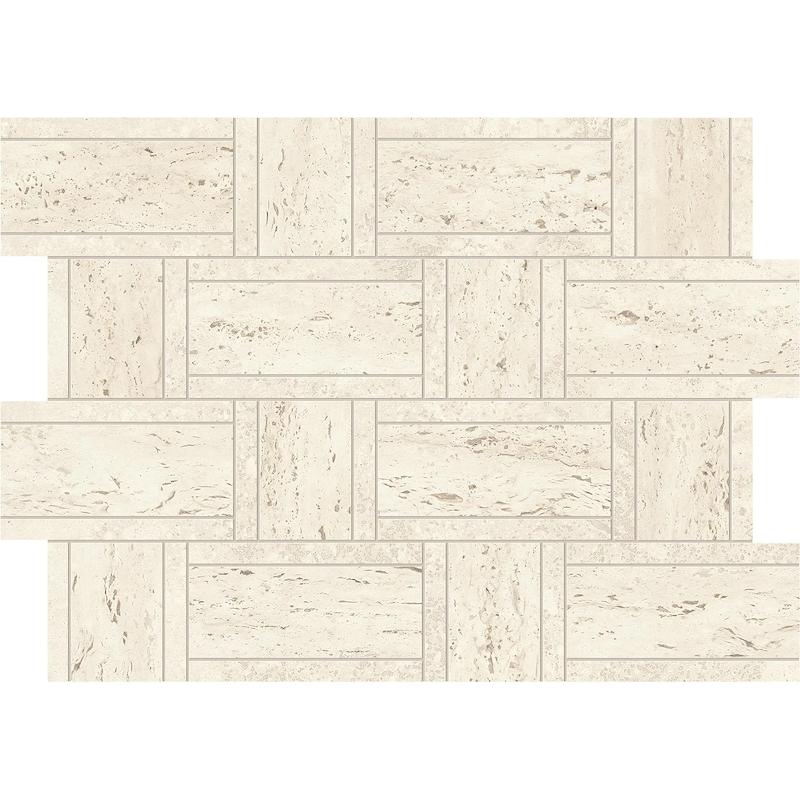 Atlas Concorde MARVEL TRAVERTINE Mosaico Basketweave White 35x47 cm 9 mm Matte