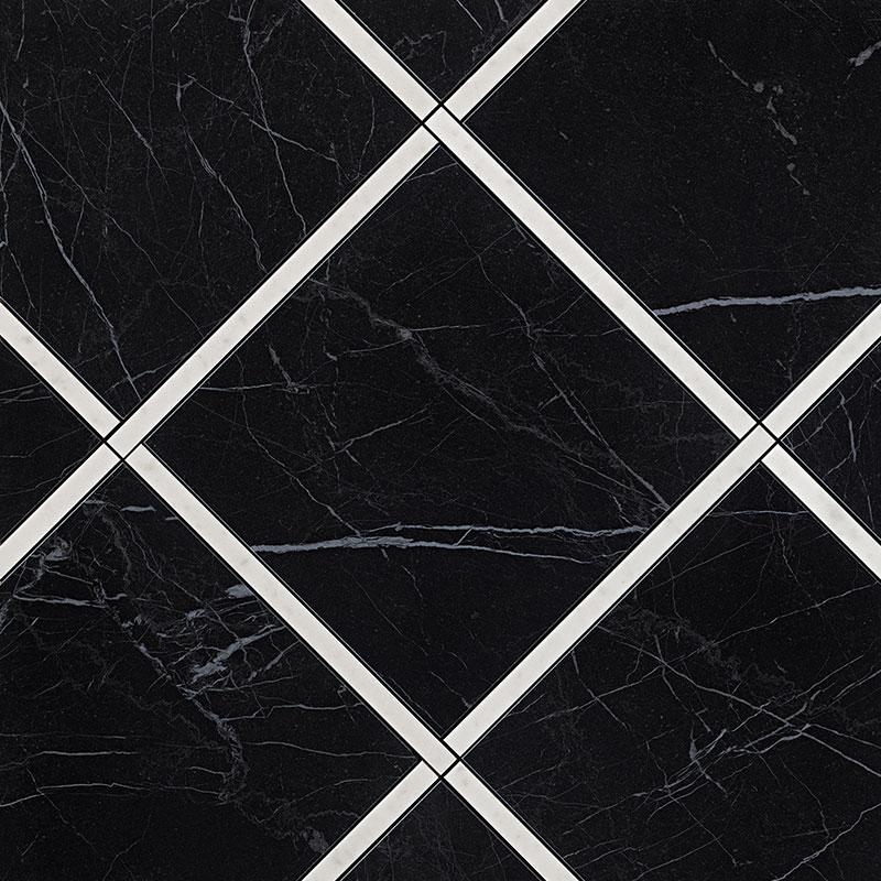 Fap ROMA DIAMOND INCROCI NERO REALE CARRARA INSERTO 60x60 cm 9 mm Lux