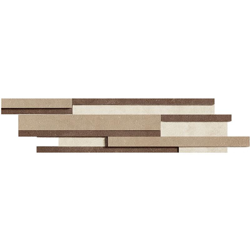 Architectural Design INDUSTRIAL IVORY-MOKA-TAUPE MODULO LISTELLO 3D 15x60 cm 9 mm Matte