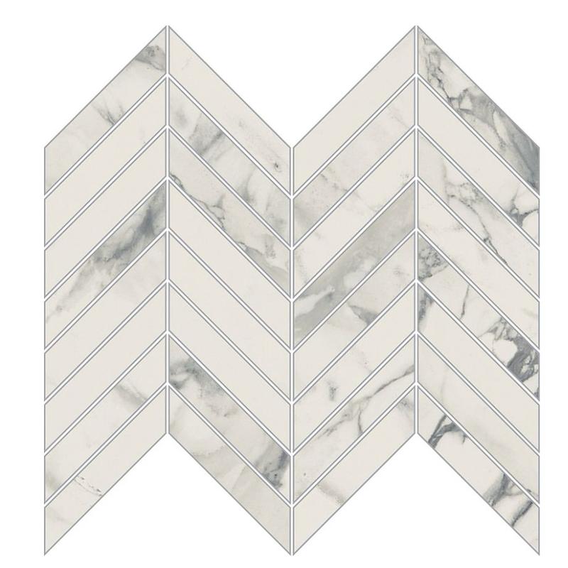 NOVABELL IMPERIAL MICHELANGELO Chevron Bianco Arabescato 25x30 cm 10 mm glatt