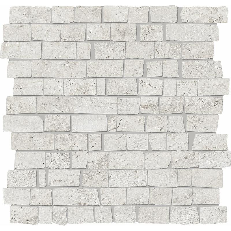 PROVENZA UNIQUE TRAVERTINE Mosaico Mini Block Minimal Silver 30x30 cm 9.5 mm Matte